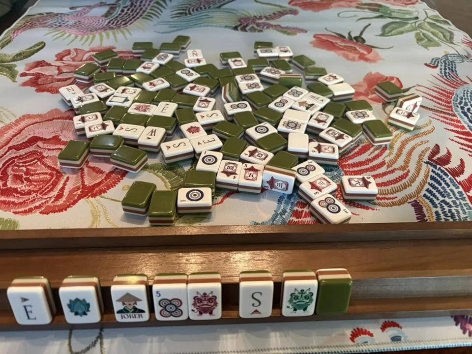 Oh My Mahjong Drake mahjong tiles at the table: Drake at Amy Mundt Bokarae's table · shared in the Mahj Matchmaker group