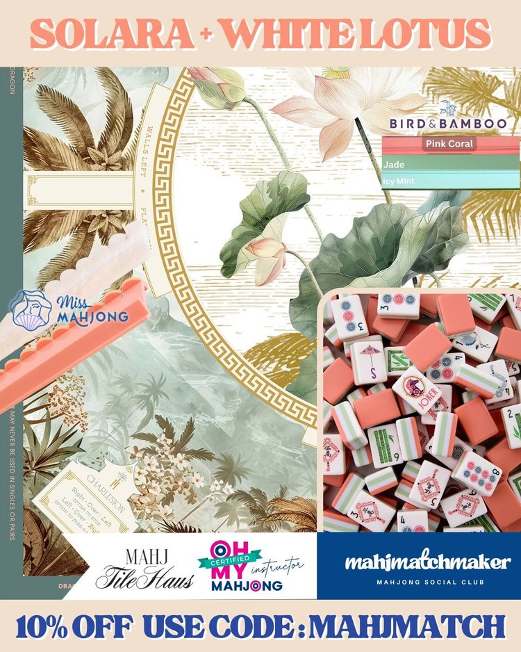 Oh My Mahjong Solara mahjong tiles with Mahj Tile Haus White Lotus mahjong mat