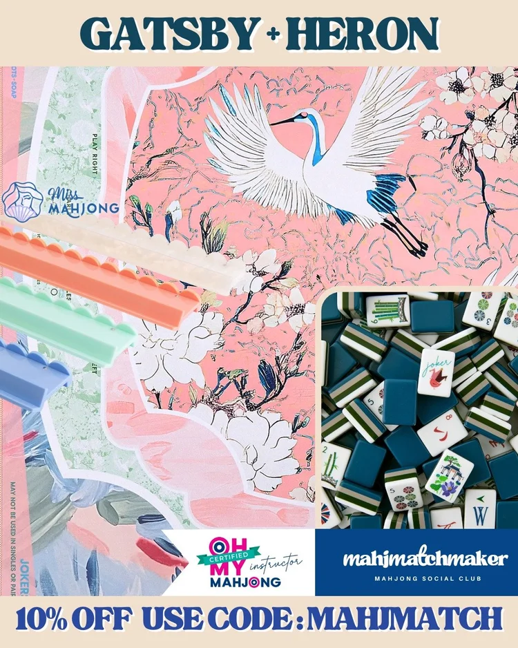 Oh My Mahjong Gatsby mahjong tiles with Oh My Mahjong Heron mahjong mat
