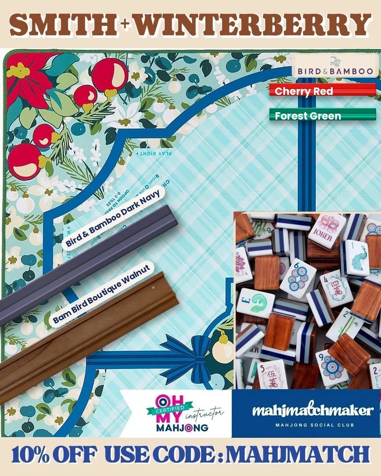 Oh My Mahjong Smith mahjong tiles with Oh My Mahjong Winterberry mahjong mat