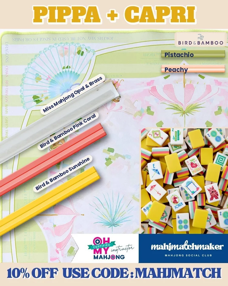 Oh My Mahjong Pippa mahjong tiles with Oh My Mahjong Capri mahjong mat