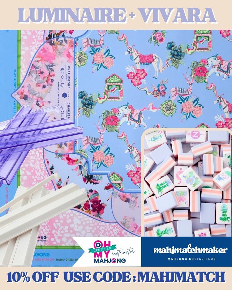 Oh My Mahjong Luminaire mahjong tiles with Oh My Mahjong Vivara mahjong mat