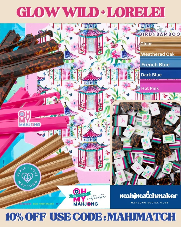 Oh My Mahjong Glow Wild mahjong tiles with Oh My Mahjong Lorelei mahjong mat