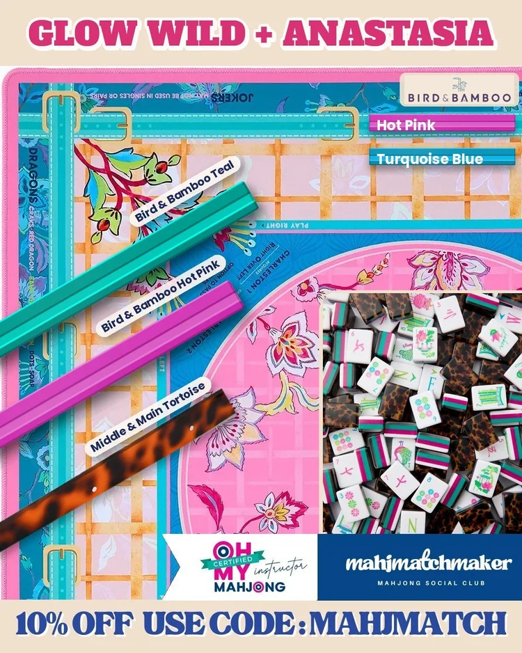 Oh My Mahjong Glow Wild mahjong tiles with Oh My Mahjong Anastasia mahjong mat