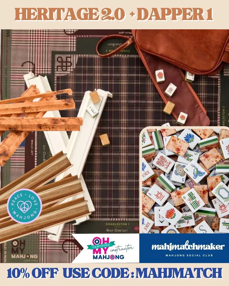 Oh My Mahjong Heritage 2.0 mahjong tiles with Oh My Mahjong Dapper 1 mahjong mat