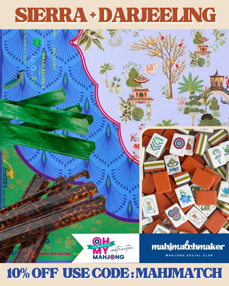 Oh My Mahjong Sierra mahjong tiles with Oh My Mahjong Darjeeling mahjong mat