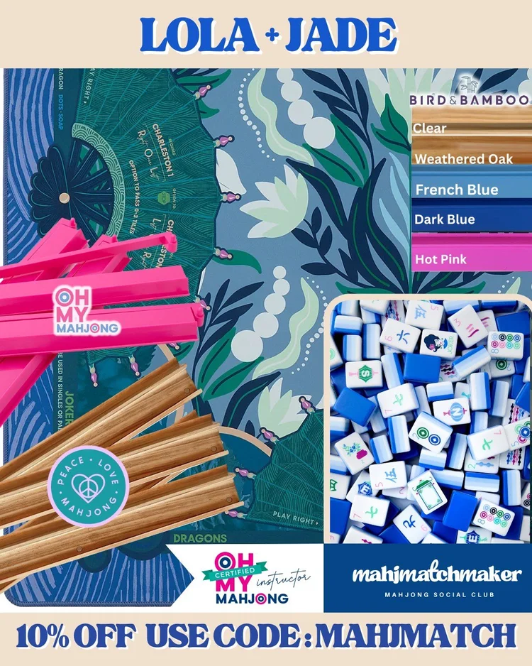 Oh My Mahjong Lola mahjong tiles with Oh My Mahjong Jade mahjong mat