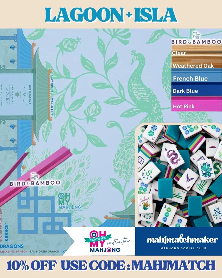 Oh My Mahjong Lagoon mahjong tiles with Oh My Mahjong Isla mahjong mat