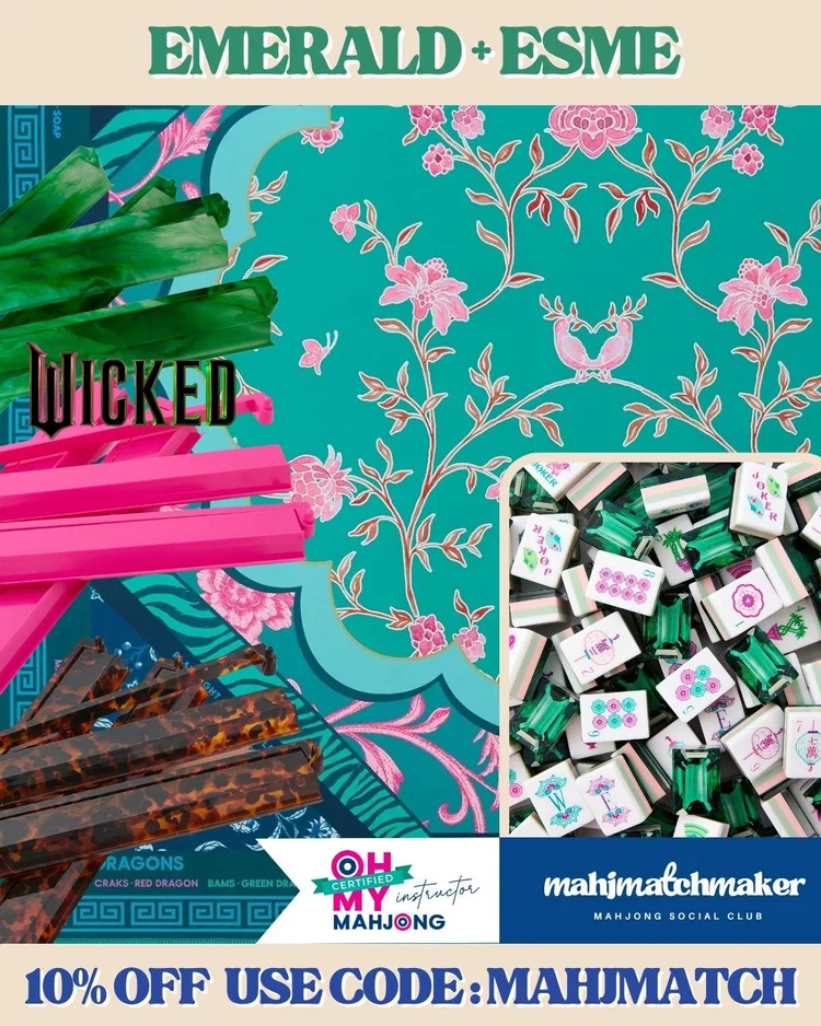 Oh My Mahjong Emerald mahjong tiles with Oh My Mahjong Esme mahjong mat