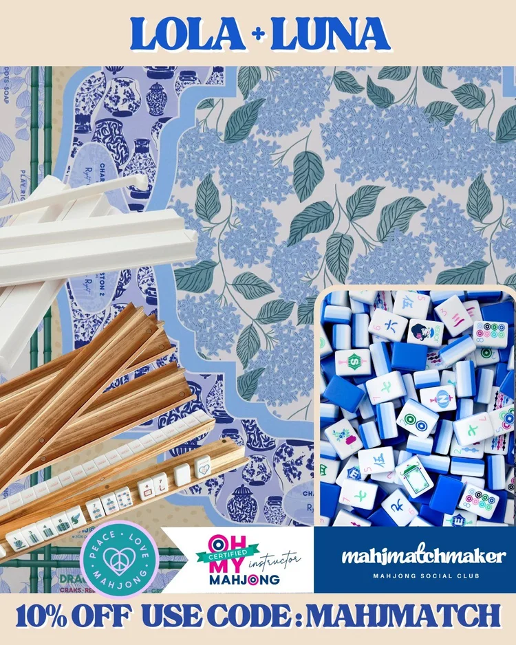 Oh My Mahjong Lola mahjong tiles with Oh My Mahjong Luna mahjong mat