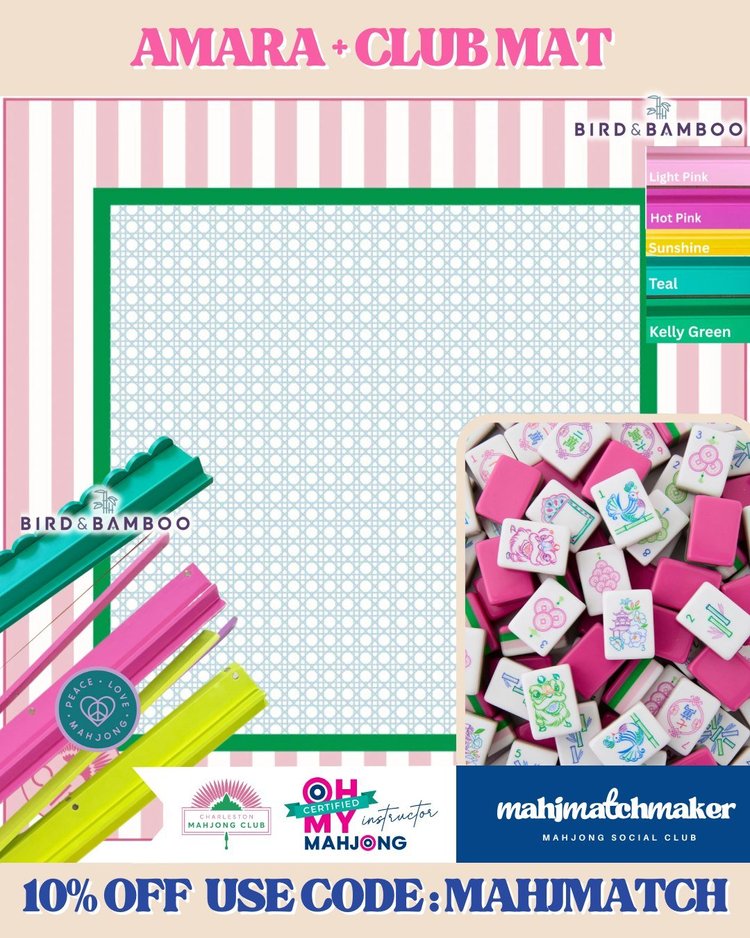 Oh My Mahjong Amara mahjong tiles with Charleston Mahjong Club Club Mat mahjong mat