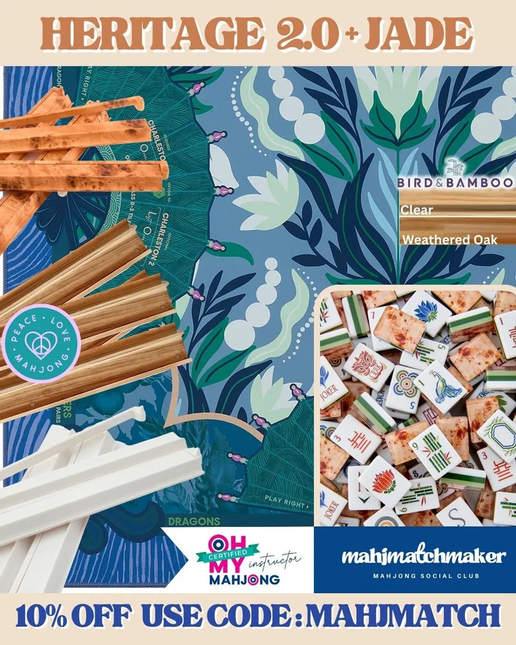 Oh My Mahjong Heritage 2.0 mahjong tiles with Oh My Mahjong Jade mahjong mat