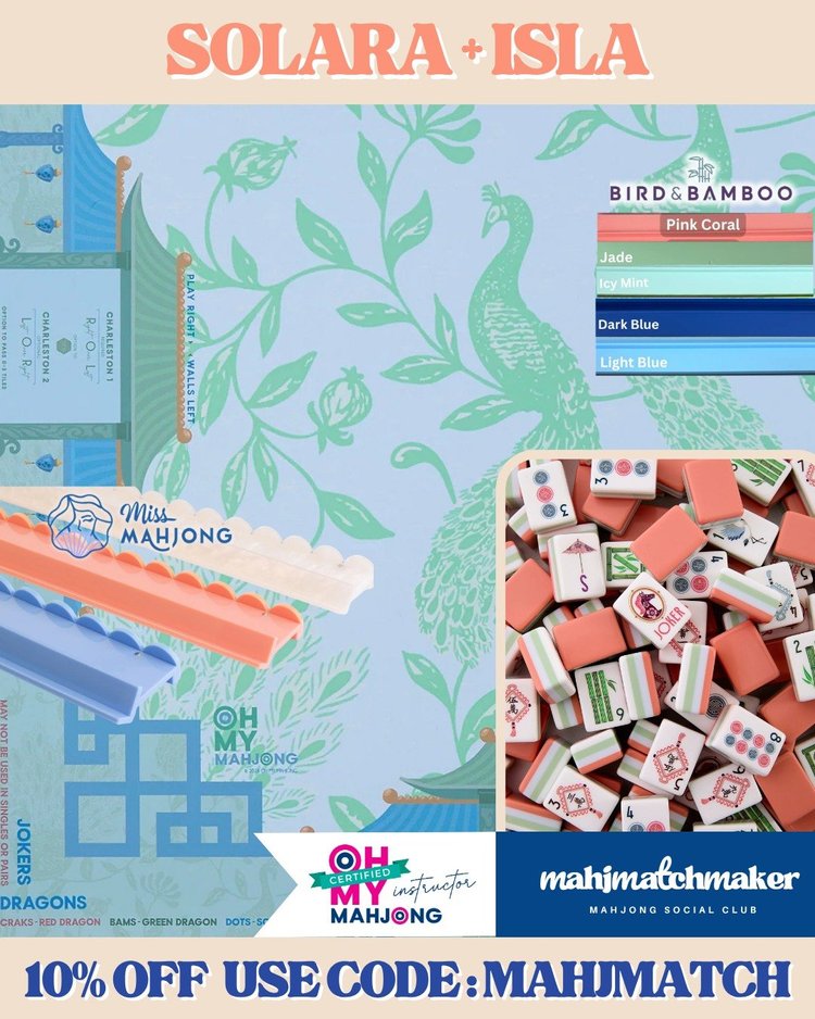 Oh My Mahjong Solara mahjong tiles with Oh My Mahjong Isla mahjong mat
