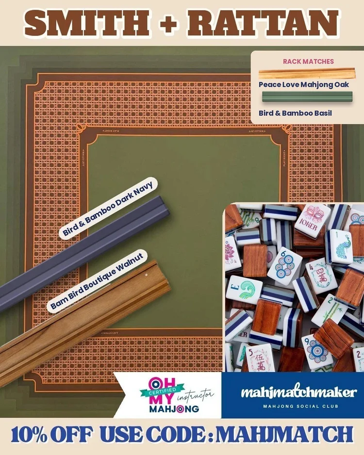Oh My Mahjong Smith mahjong tiles with Sunday Mahjong Rattan mahjong mat