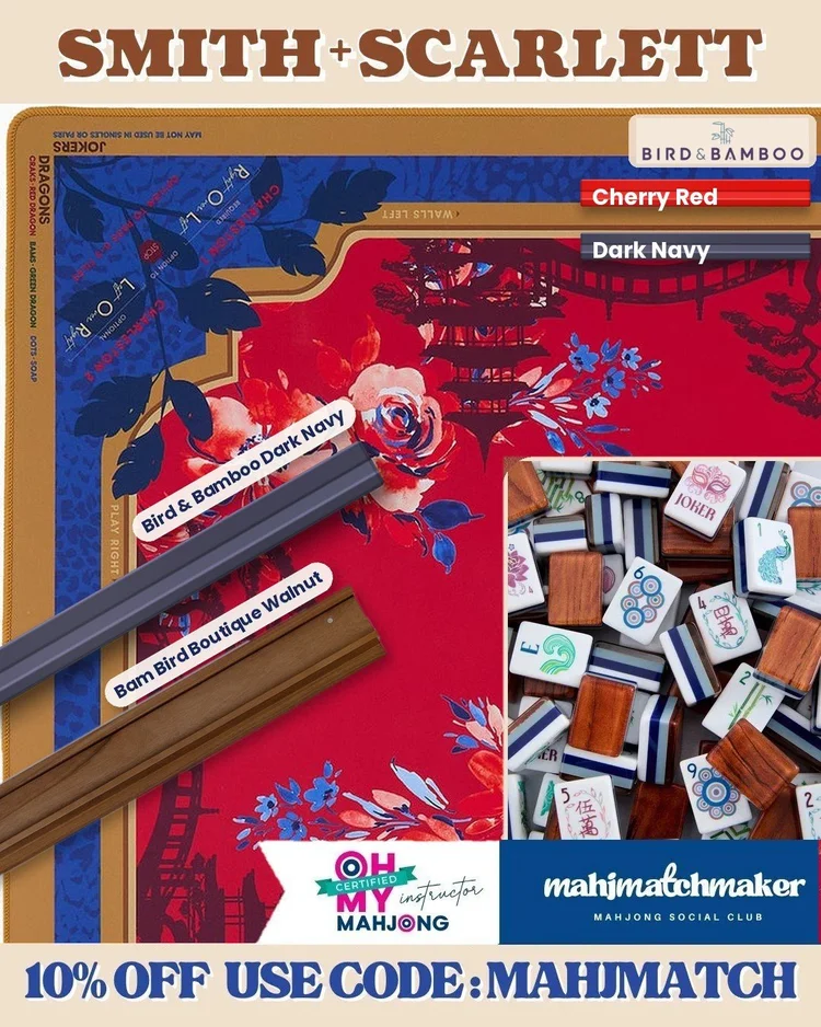 Oh My Mahjong Smith mahjong tiles with Oh My Mahjong Scarlett mahjong mat
