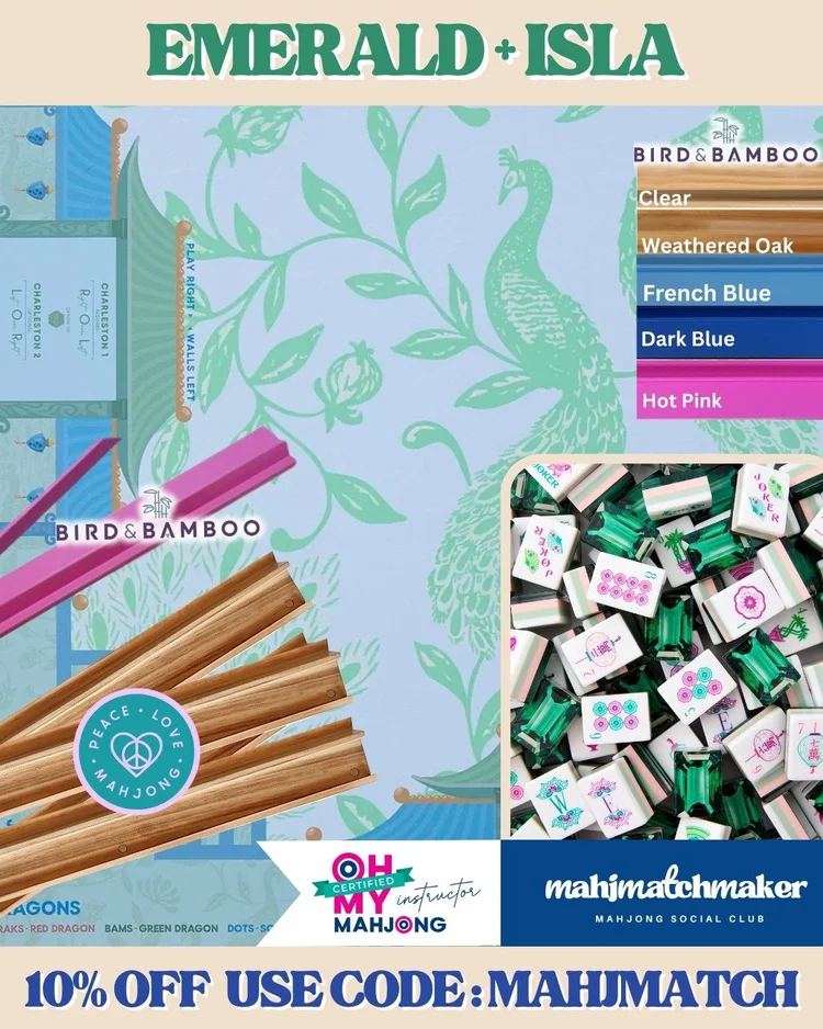 Oh My Mahjong Emerald mahjong tiles with Oh My Mahjong Isla mahjong mat