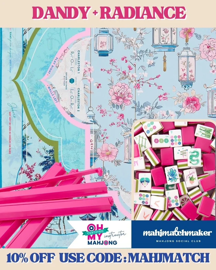 Oh My Mahjong Dandy mahjong tiles with Oh My Mahjong Radiance mahjong mat