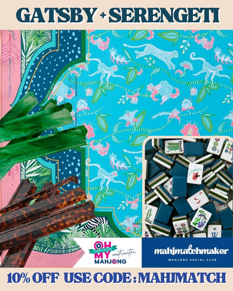 Oh My Mahjong Gatsby mahjong tiles with Oh My Mahjong Serengeti mahjong mat