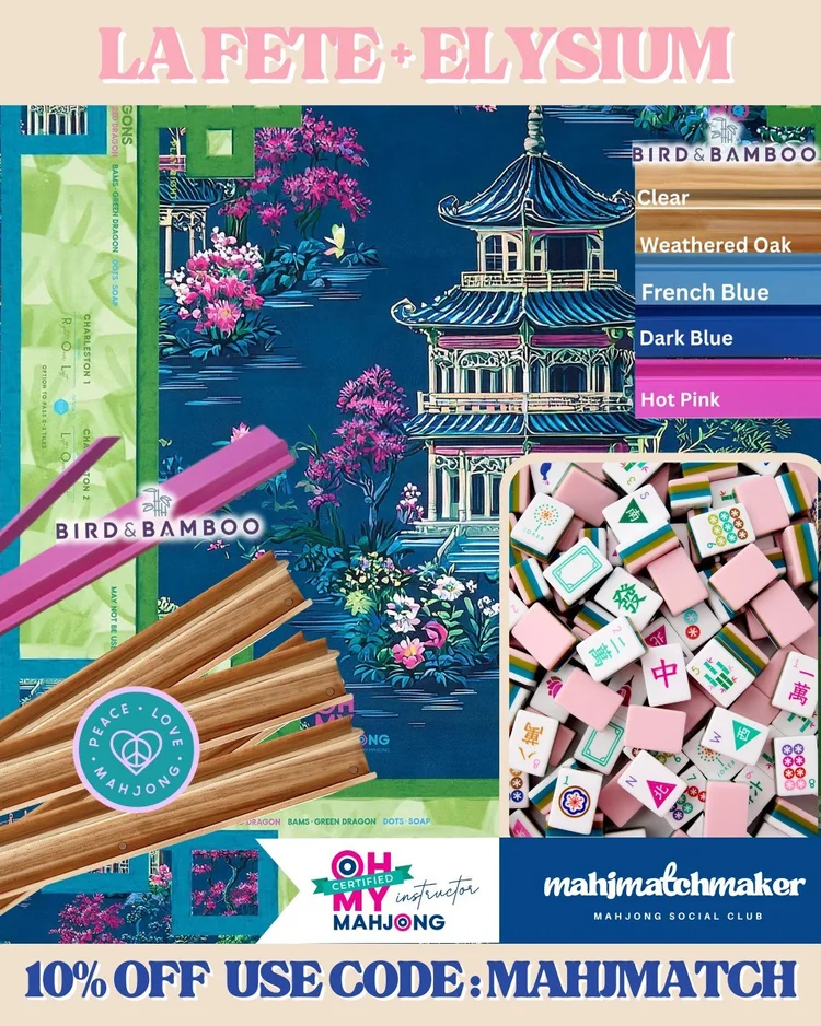 Oh My Mahjong La Fete mahjong tiles with Oh My Mahjong Elysium mahjong mat