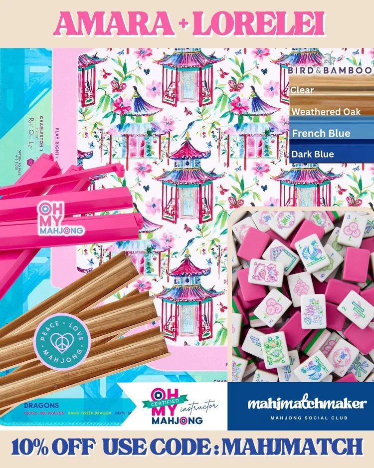 Oh My Mahjong Amara mahjong tiles with Oh My Mahjong Lorelei mahjong mat