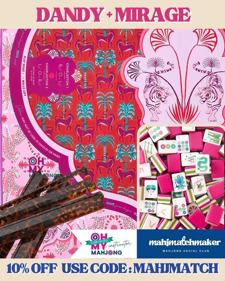 Oh My Mahjong Dandy mahjong tiles with Oh My Mahjong Mirage mahjong mat