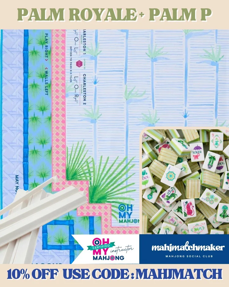 Oh My Mahjong Palm Royale mahjong tiles with Oh My Mahjong Palm Paradise mahjong mat