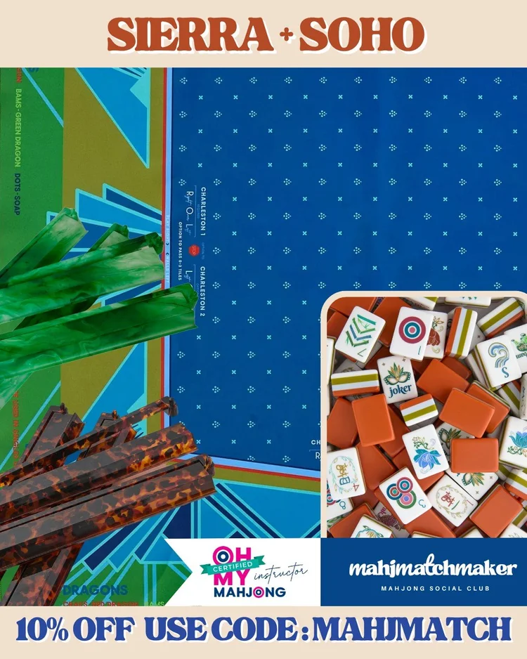 Oh My Mahjong Sierra mahjong tiles with Oh My Mahjong SoHo mahjong mat