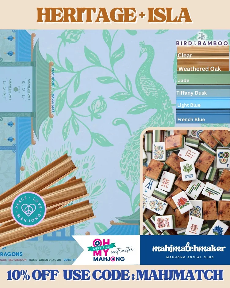 Oh My Mahjong Heritage mahjong tiles with Oh My Mahjong Isla mahjong mat