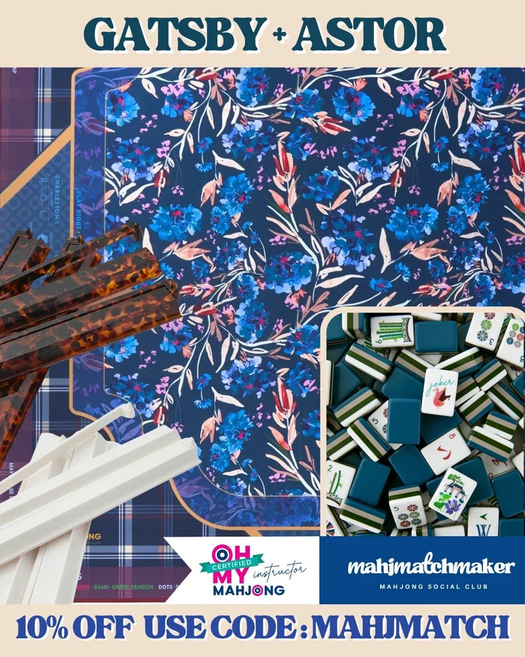 Oh My Mahjong Gatsby mahjong tiles with Oh My Mahjong Astor mahjong mat