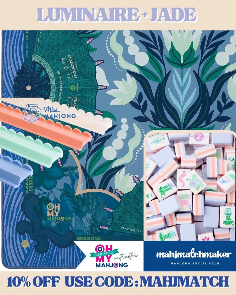 Oh My Mahjong Luminaire mahjong tiles with Oh My Mahjong Jade mahjong mat