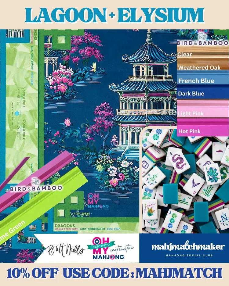 Oh My Mahjong Lagoon mahjong tiles with Oh My Mahjong Elysium mahjong mat