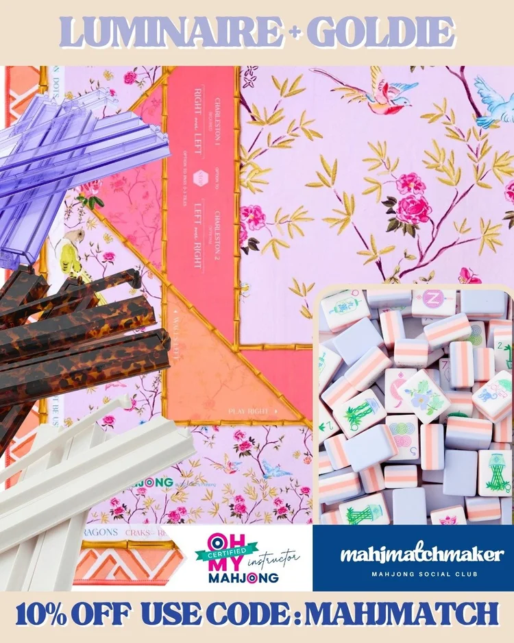 Oh My Mahjong Luminaire mahjong tiles with Oh My Mahjong Goldie mahjong mat