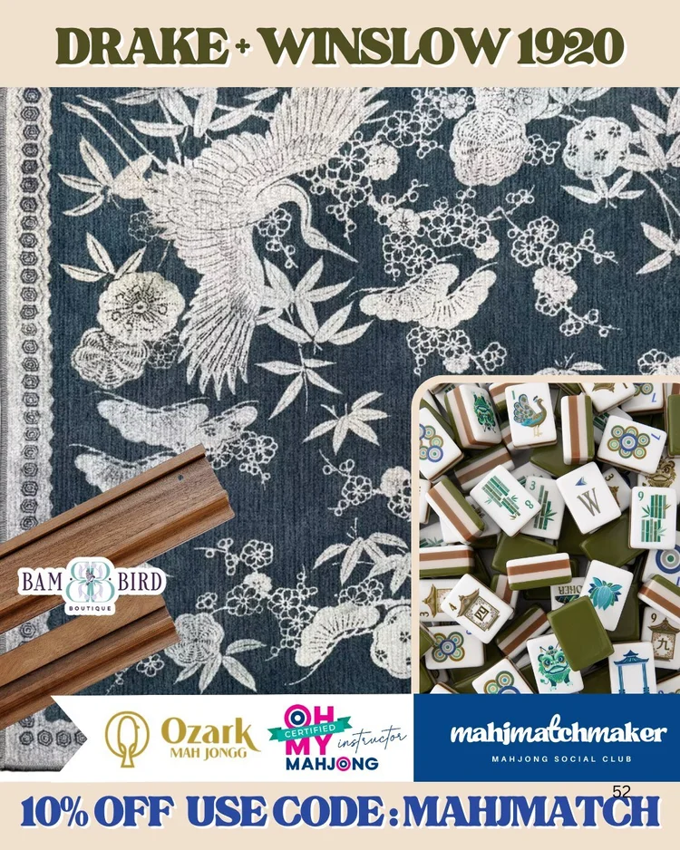 Oh My Mahjong Drake mahjong tiles with Ozark Mah Jongg Winslow 1920 mahjong mat