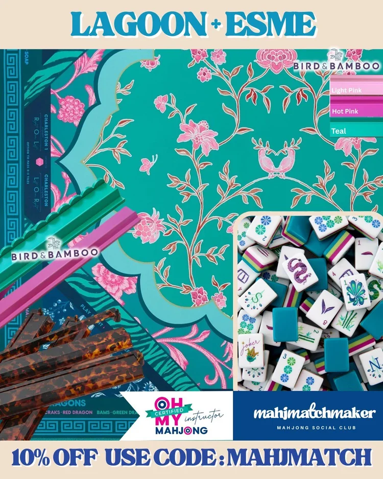 Oh My Mahjong Lagoon mahjong tiles with Oh My Mahjong Esme mahjong mat