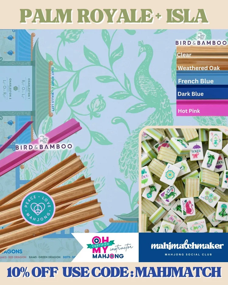 Oh My Mahjong Palm Royale mahjong tiles with Oh My Mahjong Isla mahjong mat