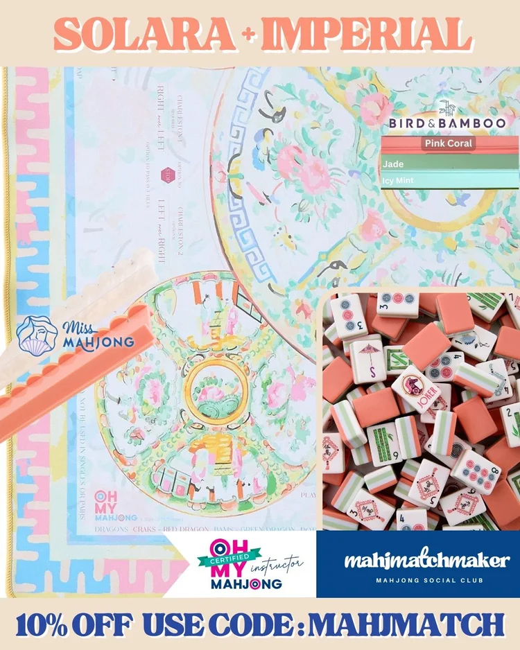 Oh My Mahjong Solara mahjong tiles with Oh My Mahjong Imperial mahjong mat