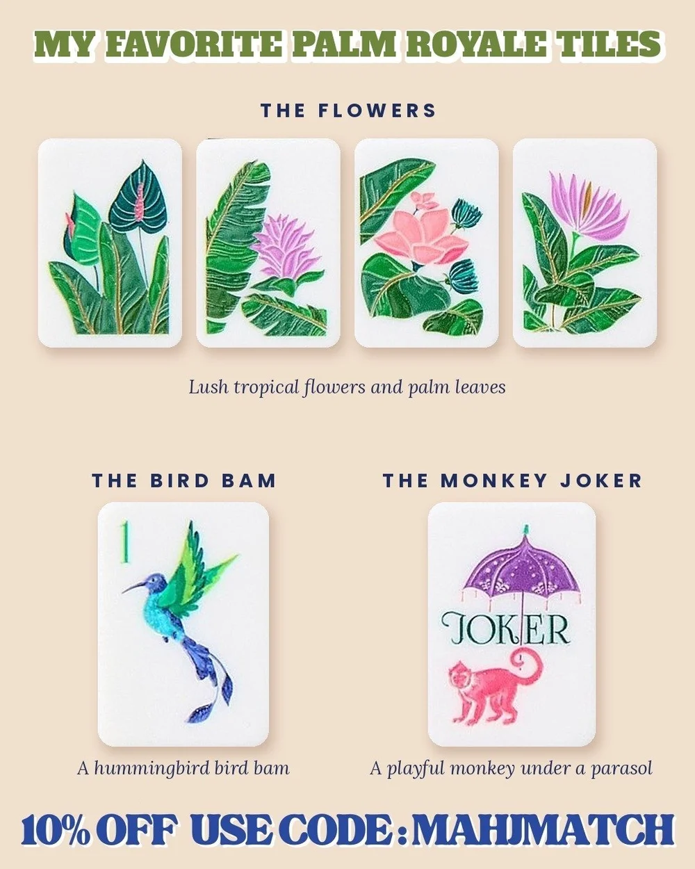My favorite Palm Royale mahjong tiles