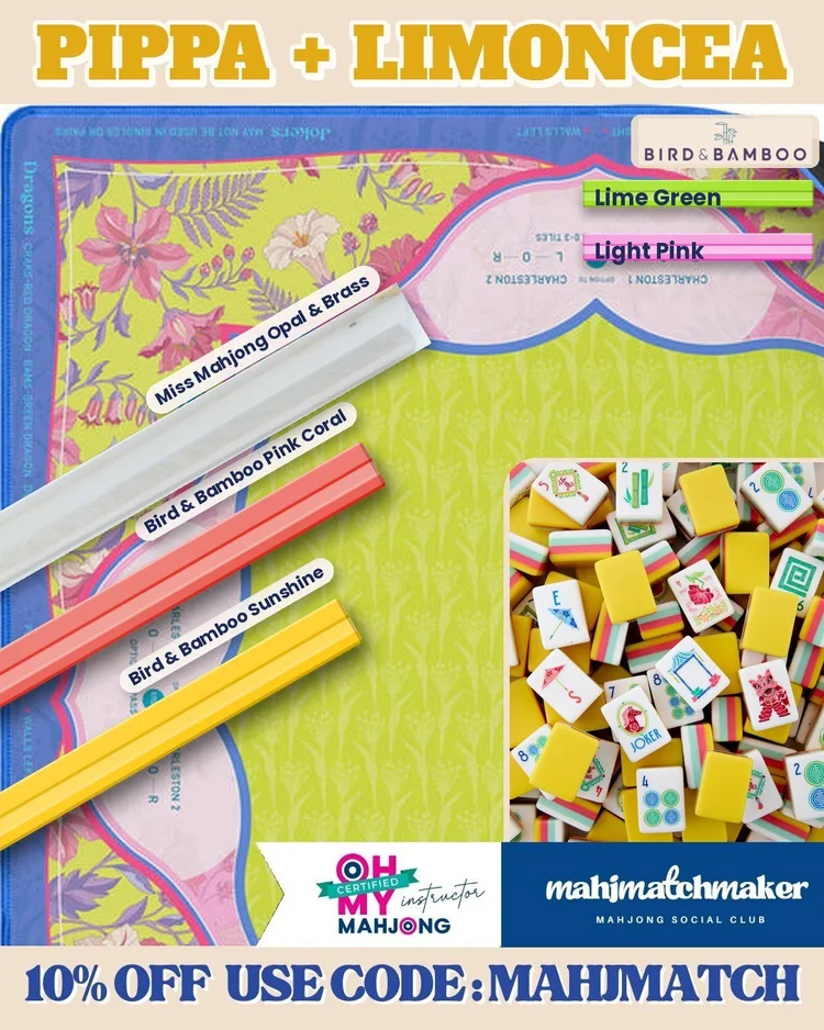 Oh My Mahjong Pippa mahjong tiles with Virora Mahjong Limoncea mahjong mat