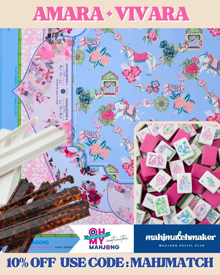 Oh My Mahjong Amara mahjong tiles with Oh My Mahjong Vivara mahjong mat