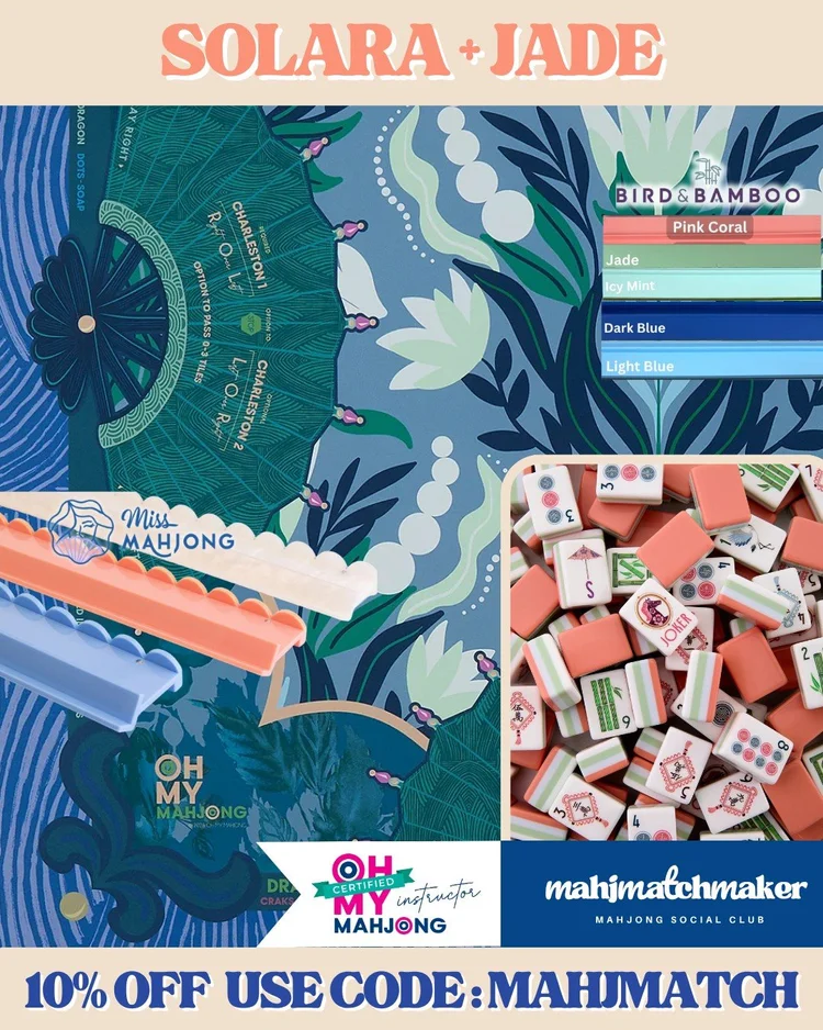 Oh My Mahjong Solara mahjong tiles with Oh My Mahjong Jade mahjong mat
