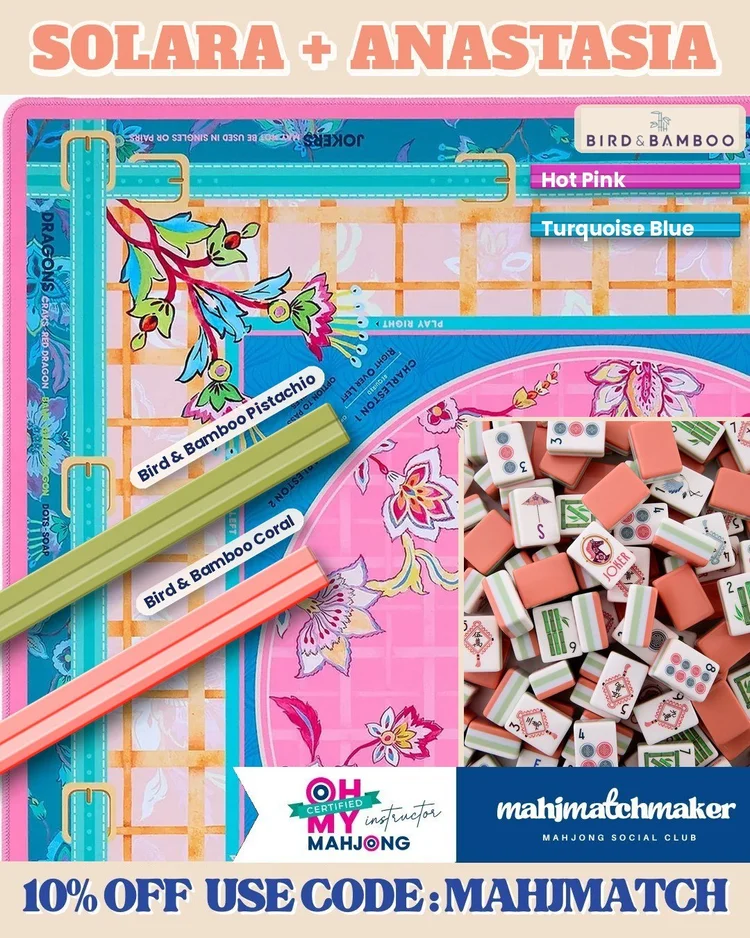 Oh My Mahjong Solara mahjong tiles with Oh My Mahjong Anastasia mahjong mat