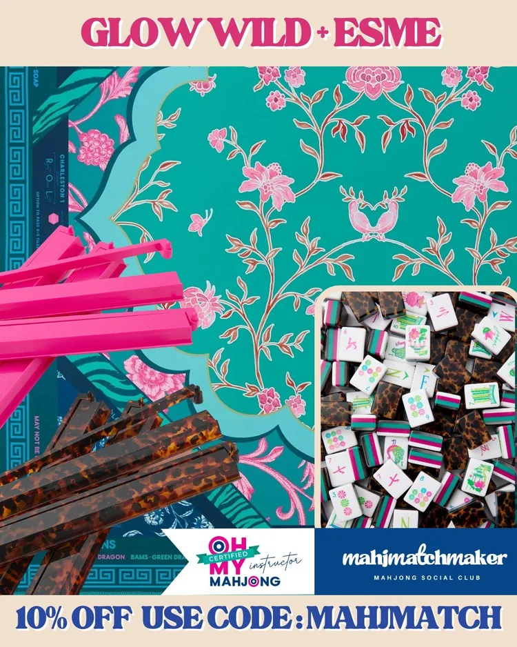 Oh My Mahjong Glow Wild mahjong tiles with Oh My Mahjong Esme mahjong mat