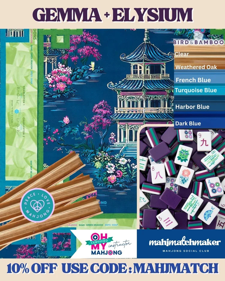 Oh My Mahjong Gemma mahjong tiles with Oh My Mahjong Elysium mahjong mat
