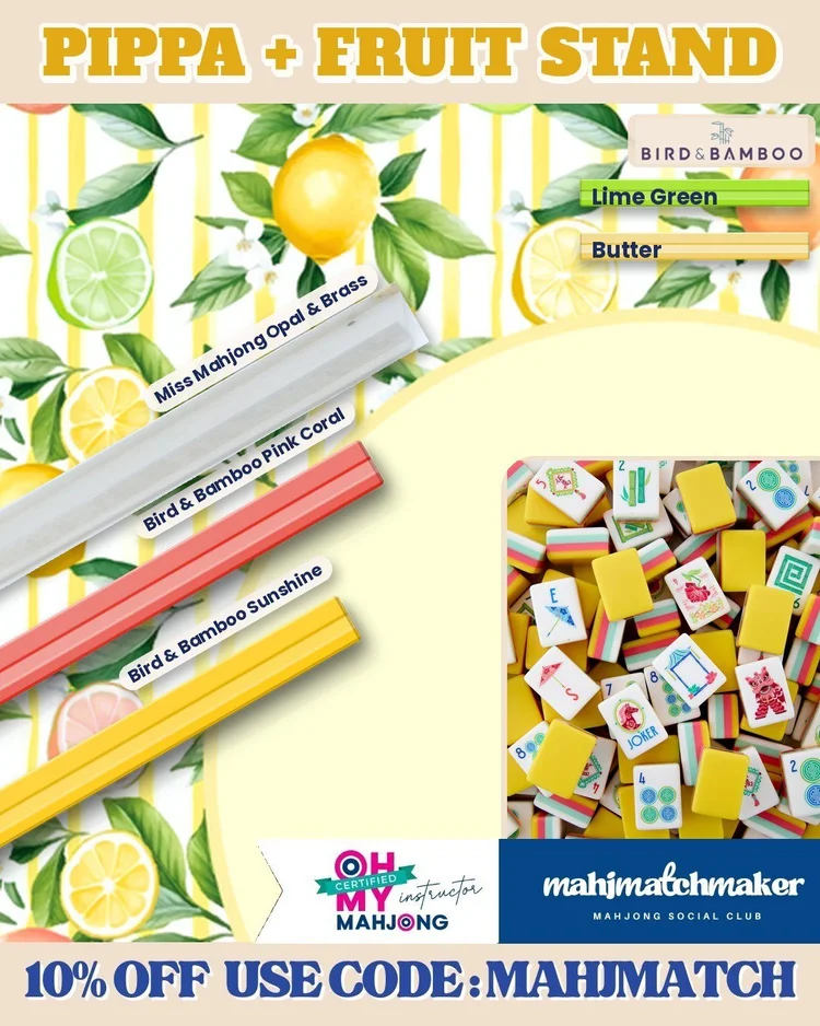 Oh My Mahjong Pippa mahjong tiles with Middle and Main Mahjong Fruit Stand mahjong mat