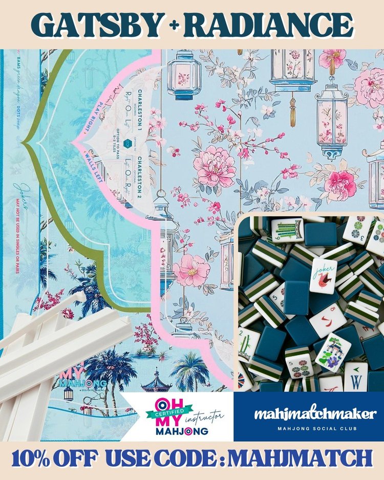 Oh My Mahjong Gatsby mahjong tiles with Oh My Mahjong Radiance mahjong mat