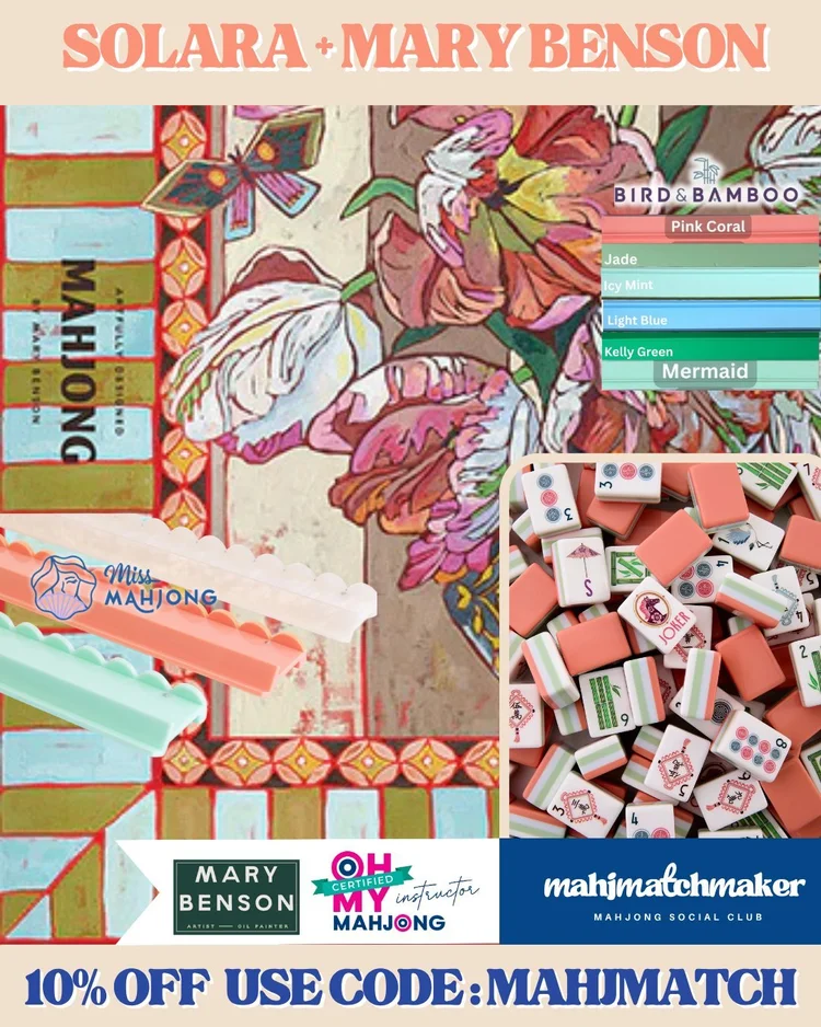 Oh My Mahjong Solara mahjong tiles with Mary Benson mahjong mat