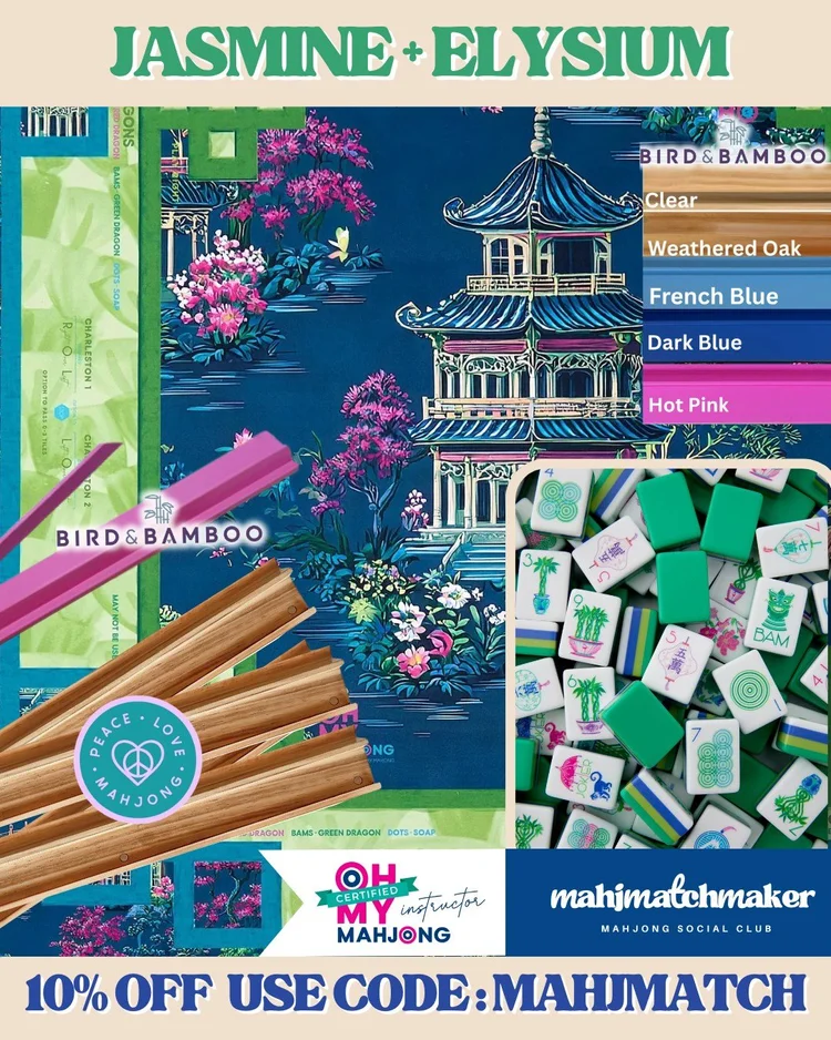 Oh My Mahjong Jasmine mahjong tiles with Oh My Mahjong Elysium mahjong mat