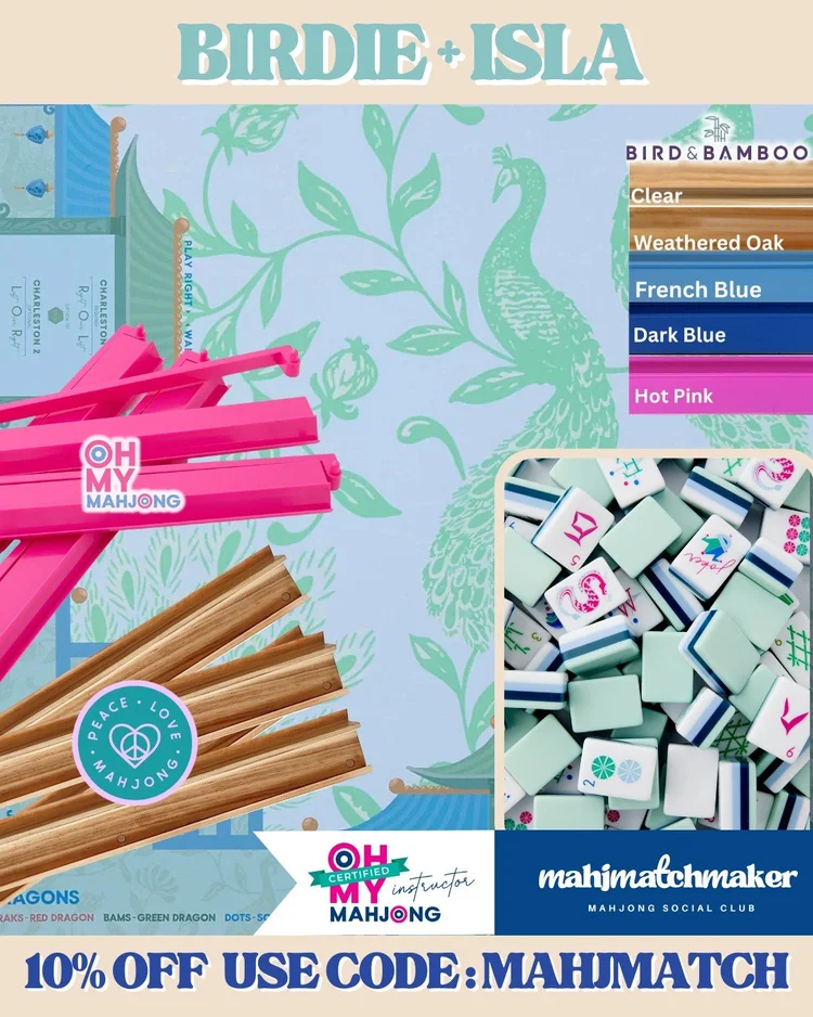 Oh My Mahjong Birdie mahjong tiles with Oh My Mahjong Isla mahjong mat