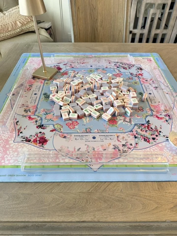 Oh My Mahjong Luminaire mahjong tiles at the table: Luminaire at Anne Pearson's table · shared in the Mahj Matchmaker group