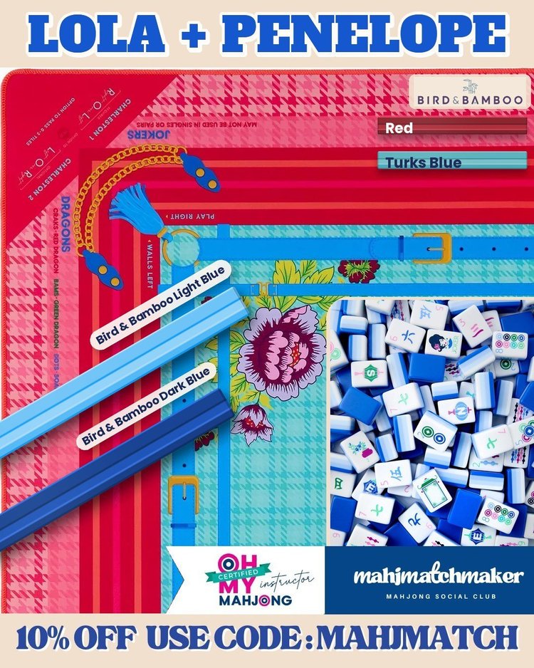 Oh My Mahjong Lola mahjong tiles with Oh My Mahjong Penelope mahjong mat